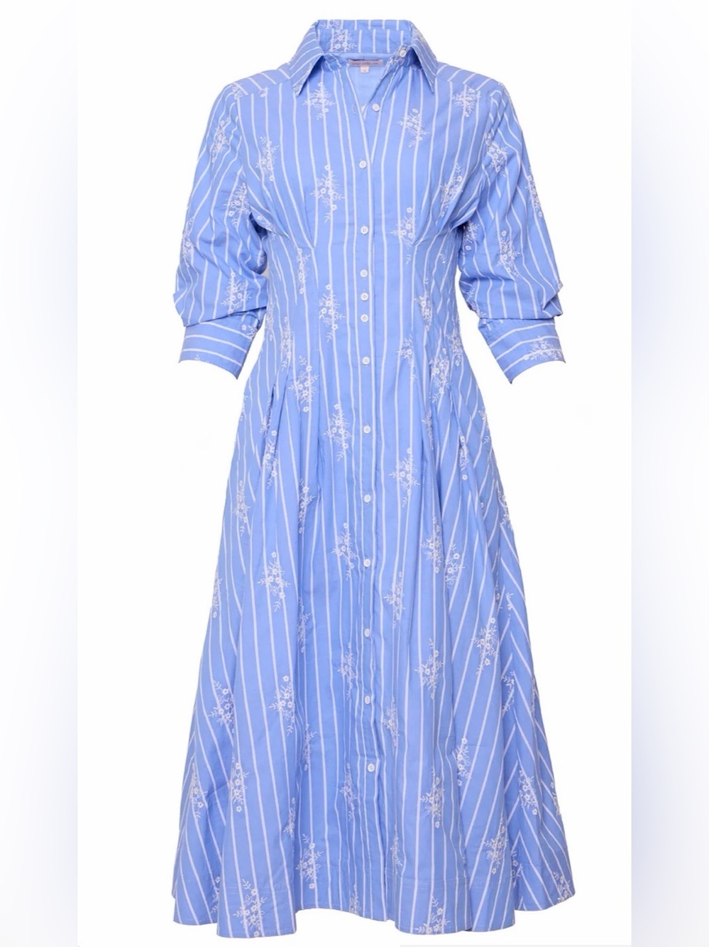 Ivy City Co Cameron Shirt Dress with White Floral Embrodery